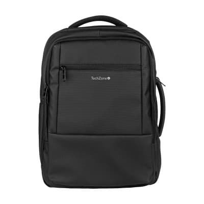 TECHZONE Backpack URBANBIZ TZLBP32 TECHZONE 16, resistente a salpicaduras 100% Poliéster, color Negro, GARANTIA LIMITADA DE POR VIDA.