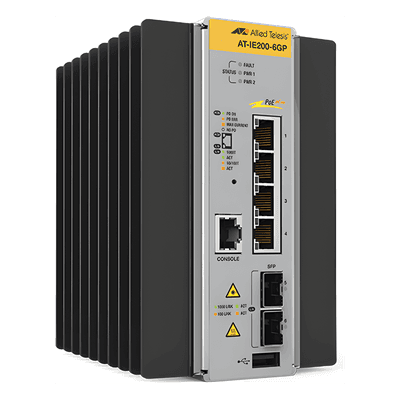 ALLIED TELESIS Switch Industrial Administrable Capa 2 de 4 Puertos 10/100/1000 Mbps + 2 Puertos SFP, 120 W