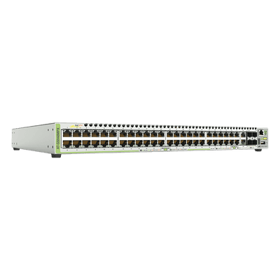 ALLIED TELESIS Switch PoE+ Stackeable Capa 3, 48 puertos 10/100/1000 Mbps + 2 puertos SFP Combo + 2 puertos SFP+ 10 G Stacking, 370 W