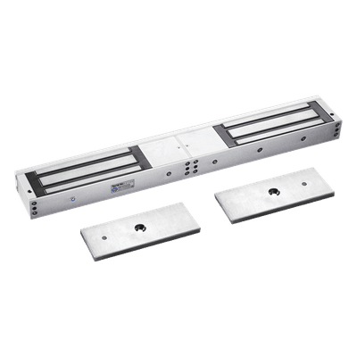 AccessPRO Chapa Magnética Doble para Aplicación en Puertas de Doble Hoja. 1200 lbs(x 2). LED