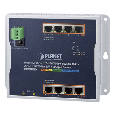 PLANET Switch Industrial PoE Administrable de Pared