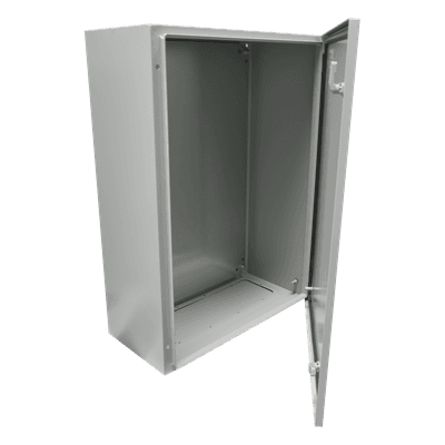 PRECISION Gabinete de Acero IP66 Uso en Intemperie (400 x 600 x 200 mm) con Placa Trasera Interior Metálica y Compuerta Inferior Atornillable (Incluye Chapa y Llave).