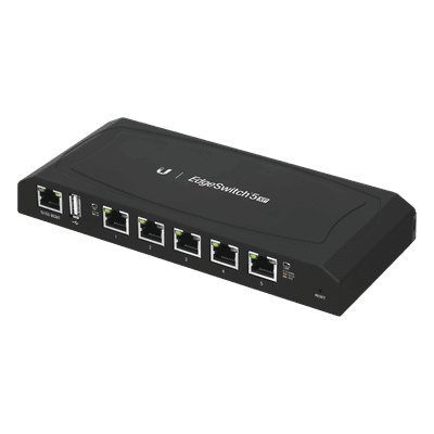 UBIQUITI EdgeSwitch 5XP Administrable de 5 Puertos Gigabit PoE de 24 V Pasivo, con funciones avanzadas de Capa 2