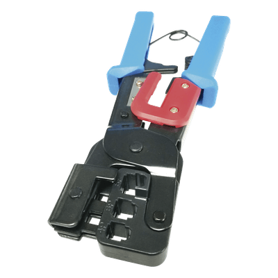 EPCOM POWERLINE Pinza para Plegar Conectores con Cavidades para RJ45 (8P8C), RJ11 (6P4C) y RJ9 (4P4C). Mecanismo para Plegado Asegurado.