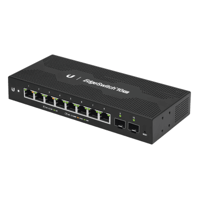UBIQUITI EdgeSwitch 10X Administrable de 8 Puertos Gigabit PoE Pasivo 24VDC + 2 Puertos SFP