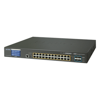 PLANET Switch Administrable L3 24 puertos 10/100/1000 Mbps c/Ultra PoE 400 Watts, 4 Puertos 10G SFP+