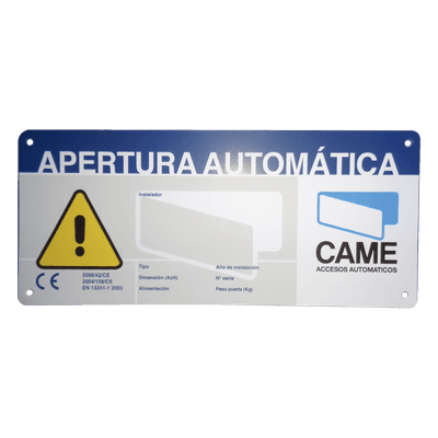 CAME Letrero de Aviso de Peligro