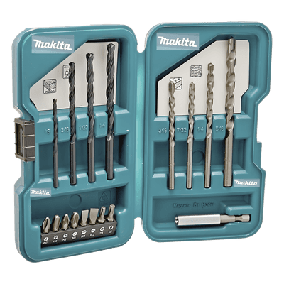 MAKITA Juego de accesorios multipropósito 17 piezas para metal, concreto, madera y puntas para atornillar.
