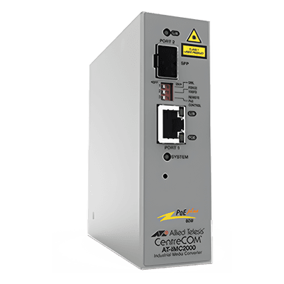 ALLIED TELESIS Convertidor de medios industrial PoE+