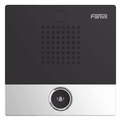 FANVIL Mini Intercomunicador para hotelería y hospitales, con diseño elegante, PoE, 1 botón, 1 relevador integrado de salida y entrada.