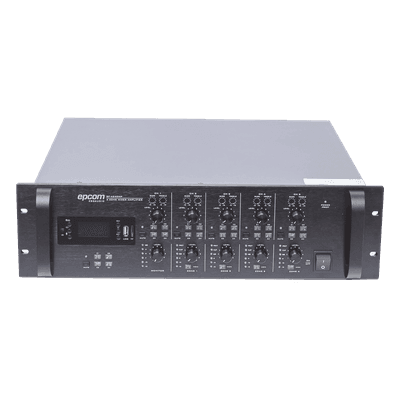 EPCOM PROAUDIO Mezclador Amplificador de Audio - 4 zonas de 240W RMS Hasta 960W | 4 Canales | 5 Entradas | MP3 Tuner USB/SD | 1 Entrada de Micrófono