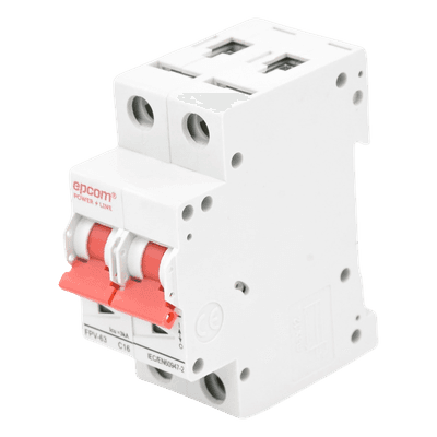 EPCOM POWERLINE Protección Térmica/ Interruptor 2P, 16A, Corriente Directa 800 Vcc para Aplicación Fotovoltaica Montaje Riel DIN