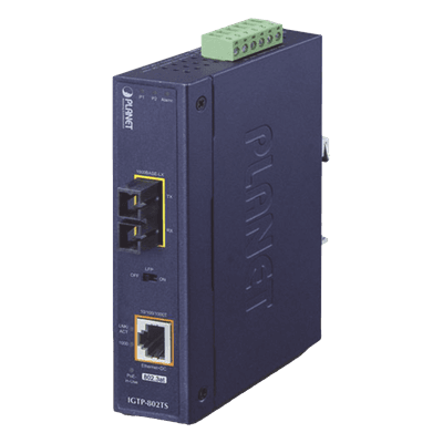PLANET Convertidor de Medios Industrial PoE+