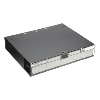 PANDUIT Panel de Distribución de Fibra Óptica, Acepta 6 Placas FAP o FMP, Bandeja Deslizable, Hasta 144 Fibras, Color Negro, 2UR