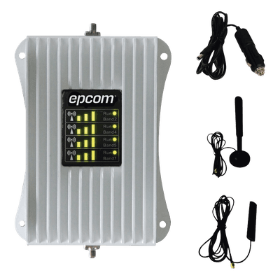 EPCOM KIT de Amplificador de Señal Celular Para Vehículo/ Soporta y Mejora la Señal Celular 4.5G, 4G LTE/ Múltiples Operadores, usuarios y dispositivos/ Ideal para Vehículo tipo Camioneta, Pick up o Sedán.