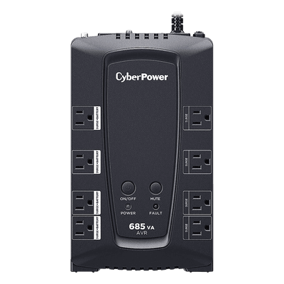 CYBERPOWER UPS de 685 VA/390 W, Topología Línea Interactiva, Entrada 120 Vca NEMA 5-15P, Tipo Gabinete Compacto, Con 8 Tomas NEMA 5-15R