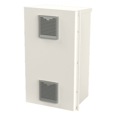 EPCOM INDUSTRIAL Gabinete Acero Galv. para 2 Baterías PL110D12 (400 x 730 x 300mm). Puerta Ventilada. Acc. para piso o poste No incluidos.
