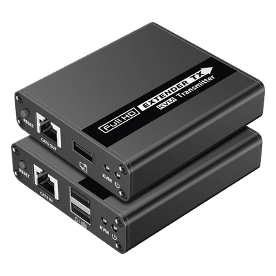 EPCOM TITANIUM Kit extensor KVM (HDMI y USB) | 40m a 4k@30Hz | 70m a 1080P@60Hz | Cat 6, 6a y 7 | CERO LATENCIA | HDR | Salida Loop | Salida de audio de 3.5mm |