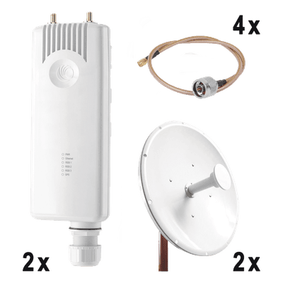 CAMBIUM NETWORKS Enlace completo Punto a Punto para servicios TriplePlay, incluye: 2 x FORCE300CSM, 2 x NP2GEN2 de (34 dBi), 4x Jumper