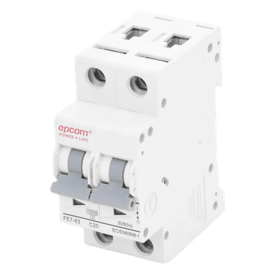 EPCOM POWERLINE Protección Térmica 2P, 20A, Corriente Alterna 400 Vca para Aplicación Fotovoltaica Montaje Riel DIN