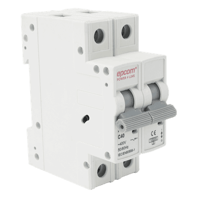 EPCOM POWERLINE Protección Térmica 2P, 40A, Corriente Alterna 400 Vca para Aplicación Fotovoltaica Montaje Riel DIN