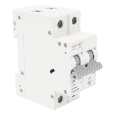 EPCOM POWERLINE Protección Térmica/ Interruptor 2P, 63 A, Corriente Alterna 400 Vca para Aplicación Fotovoltaica Montaje Riel DIN