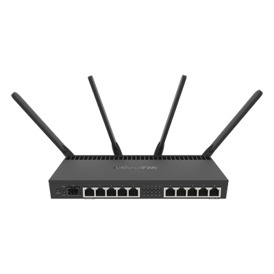 MIKROTIK Router con Wi-Fi 4x4 MU-MIMO, hasta 2 watts de potencia, antenas de 3 dBi, 10 puertos Gigabit, 1 Puerto SFP+