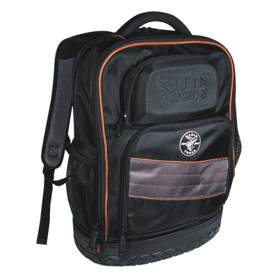 KLEIN TOOLS Mochila para herramientas y computadora portátil Tradesman Pro™ en poliéster negro con 25 bolsillos (No incluye herramientas).