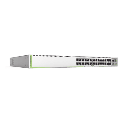 ALLIED TELESIS (GS980MX/28) Switch Stack L3, 24 puertos 10/100/1000-T, 4 Puertos SFP+ 10G, Fuente de poder fija