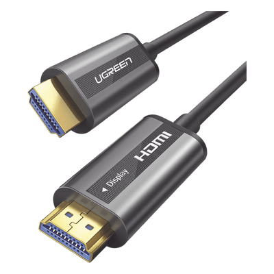 UGREEN Cable HDMI de 15 Metros (49.21 Pies) por Fibra Óptica 4K@60Hz | Fibra de 4 Núcleos + Cobre EstaÑado de 7 Núcleos | Compatible con HDMI 2.0 | Alta Velocidad 18 Gbps | 3D | HDR | Carcasa de Zinc | Premium | 2 AÑos de GarantÍa