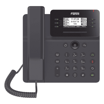 FANVIL Teléfono IP Empresarial Esencial para 6 líneas SIP, pantalla grafica matriz de puntos, PoE, puertos Gigabit, conferencia local de 6 vías.