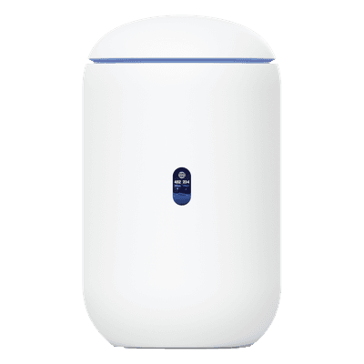 UBIQUITI UniFi Dream Router con WiFi 6, 4 puertos LAN Gigabit de los cuales 2 son POE 802.3af. Aplicaciones UniFi Network, Protect y Access pre-instaladas. Pantalla LCD