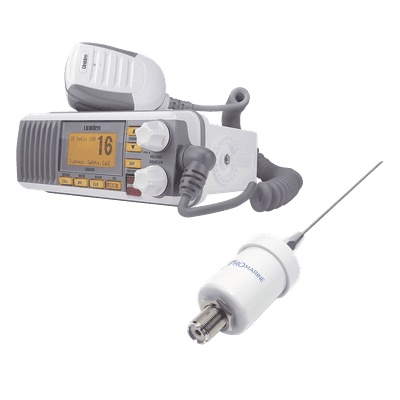 UNIDEN Kit de radio marina con antena de fibra de vidrio