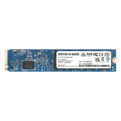 SYNOLOGY SSD NVMe M.2 SNV3410/3510 | SSD 400GB | Alto Rendimiento 400000 IOPS Lectura | Resistencia Empresarial 1022 TBW | Protección de Datos Integral | Análisis de Vida Útil | Diseñada para Sistemas Synology.