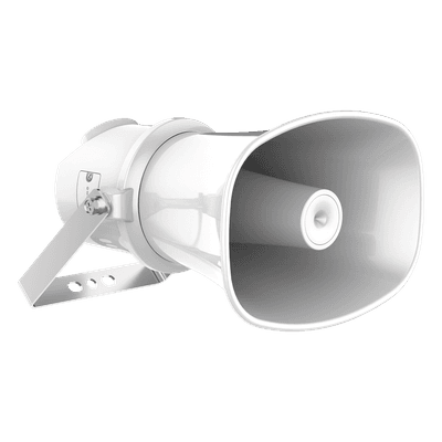 HIKVISION Altavoz IP Tipo Trompeta | 7 Watts | PoE+ | Integración con Hik-Central Professional | Reproducción de Audio vía Red | IP67 | Salida de 12 VCD | Metal | compatible con Hik-Connect