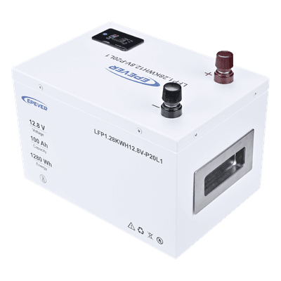 EPEVER Batería de Litio LiFePO4 12.8Vcc, 100Ah, 1.28KwH, Pantalla LCD para Monitoreo Local, Carcasa Metálica