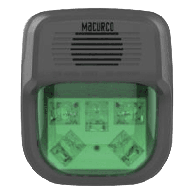 MACURCO - AERIONICS Sirena Estrobo Color Verde Para Paneles y Detectores Macurco