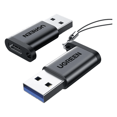 UGREEN Adaptador USB 3.1 Tipo C a USB-A 3.0 |Carga y Sincronización de Datos | Admite Corriente de 3A | Transferencia de hasta 5 Gbps | Amplia Compatibilidad | Chip VL160 | Caja de Aluminio | Color Negro.