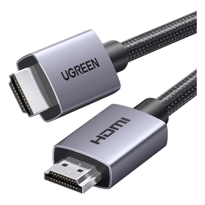 UGREEN Cable HDMI 2.0 de Nylon Trenzado | 1 m | 4K@60Hz | ARC | Dolby ATMOS | True HD | DTS HD | HDR | 3D Inversivo | 3 modos de Visualización | 3 Capas de Protección + 4 de Blindaje | Niquelado | Carcasa de Aluminio.