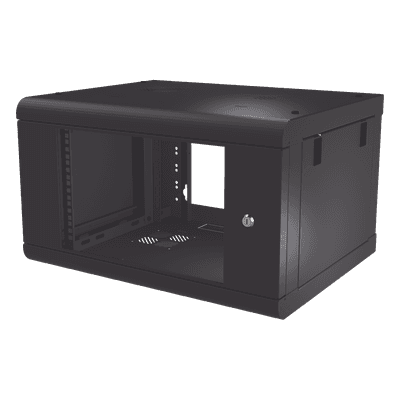 LINKEDPRO Gabinete de Pared de 6U con Puerta de Cristal Templado, 479.5 mm de Profundidad, Rack de 19'', Acero Reforzado Color Negro.