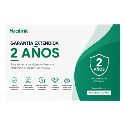 YEALINK Garantia Extendida de 2 Años para Sistemas de Videoconferencia MVC-S80-C5U-000 de Yealink
