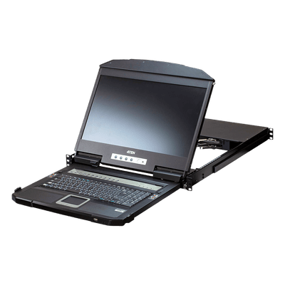 ATEN KVM Switch LCD 18.5" (7.3 in) | Consola Dual Rail 1U | 4 Puertos USB HDMI | Multi-View Quad-PiP-PbP-PoP | Resolución 1920x1200 @ 60Hz | Cascada 2 Niveles 16 Computadoras | Boundless Switching | Video DynaSync | EDID Expert | Consola Externa HD