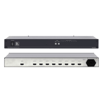 KRAMER Amplificador de Distribución HDMI | 1 Entrada a 8 Salidas | 6.75 Gbps (2.25 Gbps por canal) | HDCP | Deep Color | x.v.Color | Lip Sync | CEC | 3D Pass-through | I-EDIDPro™ | Ecualización y re-Klocking™ | Indicadores LED | Rack 19