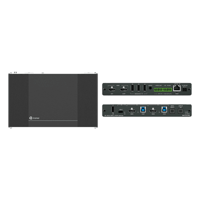 KRAMER Auto-Switcher | 1 USB-C + 2 HDMI/USB Inputs | HDMI Output | USB 3.2 Switching | 4K@60Hz | HDCP 2.3 | PoE | MegaTOOLS Enclosure