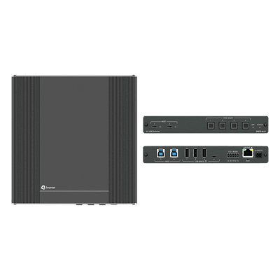 KRAMER Switcher USB 3.2 | 2 Hosts USB-C con PD 3.0 | 2 Hosts USB-B | 4 Puertos USB Periféricos | Conmutación Automática | Control IP y RS-232 | PoE | Alimentación 20V DC 80W | MegaTOOLS™ Fan-less