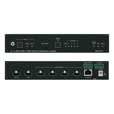 KRAMER Distribuidor y Switcher 2x1:4 | 4K@60Hz 4:4:4 | HDMI 2.0b | HDCP 2.3 | 18Gbps | EDID Inteligente | Escalado Automático | Audio Analógico | RS-232 | Alimentación 20 VDC | Montaje en Rack 1U | 21.46 cm x 16.30 cm x 4.36 cm (8.45 in x 6.