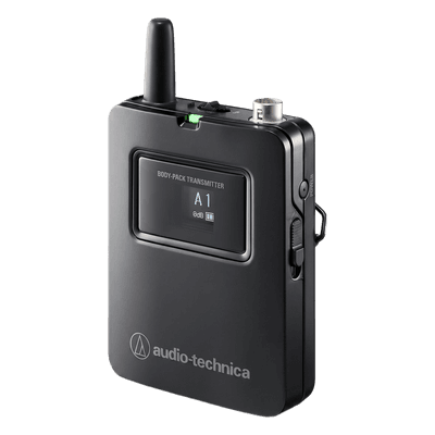 AUDIO-TECHNICA Transmisor Body-Pack Inalámbrico Digital | 2.4 GHz | 24-bit 48 kHz | Conector 4 Pines Locking | Pantalla OLED | Encriptación AES128