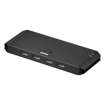 ATEN Switch USB 2.0 Compartido 2 x 4 Essentials | 480 Mbps | InstaSync | Pulsador Integrado | Diseño Compacto