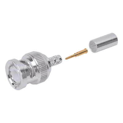 RF INDUSTRIES,LTD Conector BNC Macho de Anillo Plegable para Cable LMR-195, RG-58/U, RG-142, Níquel/ Oro/ Teflón.