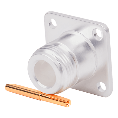 RF INDUSTRIES,LTD Conector N Hembra, montaje con 4 perforaciones a 18 mm
